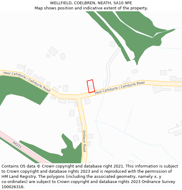 WELLFIELD, COELBREN, NEATH, SA10 9PE: Location map and indicative extent of plot