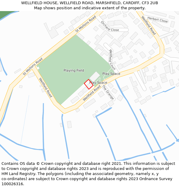 WELLFIELD HOUSE, WELLFIELD ROAD, MARSHFIELD, CARDIFF, CF3 2UB: Location map and indicative extent of plot