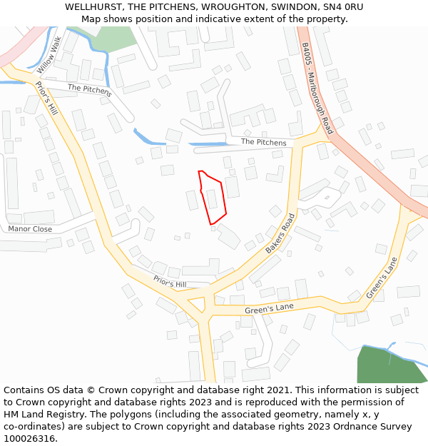 WELLHURST, THE PITCHENS, WROUGHTON, SWINDON, SN4 0RU: Location map and indicative extent of plot