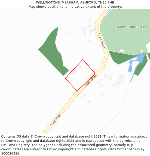 WELLINGTONS, MERSHAM, ASHFORD, TN25 7HE: Location map and indicative extent of plot