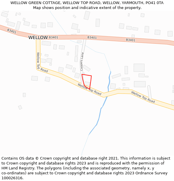 WELLOW GREEN COTTAGE, WELLOW TOP ROAD, WELLOW, YARMOUTH, PO41 0TA: Location map and indicative extent of plot