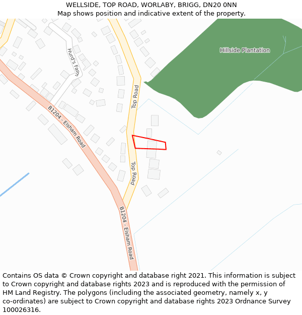 WELLSIDE, TOP ROAD, WORLABY, BRIGG, DN20 0NN: Location map and indicative extent of plot