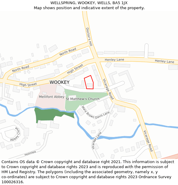 WELLSPRING, WOOKEY, WELLS, BA5 1JX: Location map and indicative extent of plot