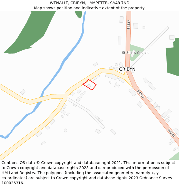 WENALLT, CRIBYN, LAMPETER, SA48 7ND: Location map and indicative extent of plot