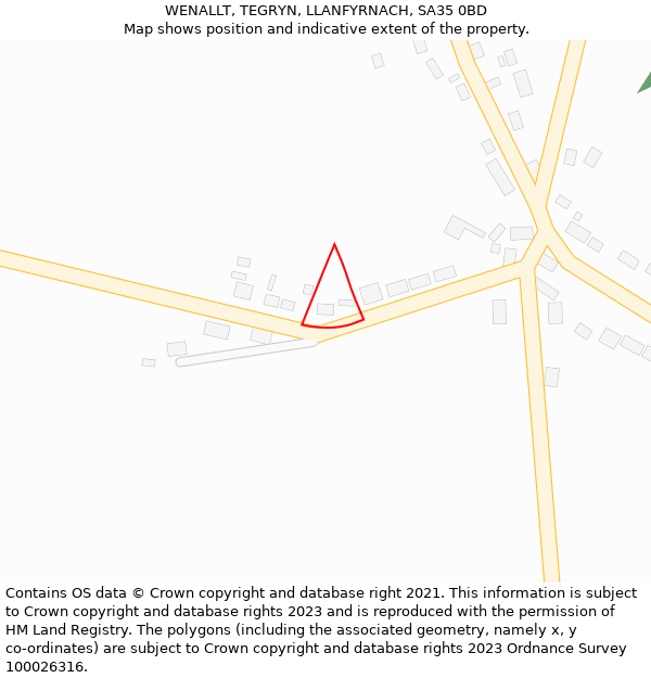 WENALLT, TEGRYN, LLANFYRNACH, SA35 0BD: Location map and indicative extent of plot