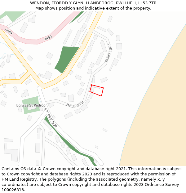 WENDON, FFORDD Y GLYN, LLANBEDROG, PWLLHELI, LL53 7TP: Location map and indicative extent of plot