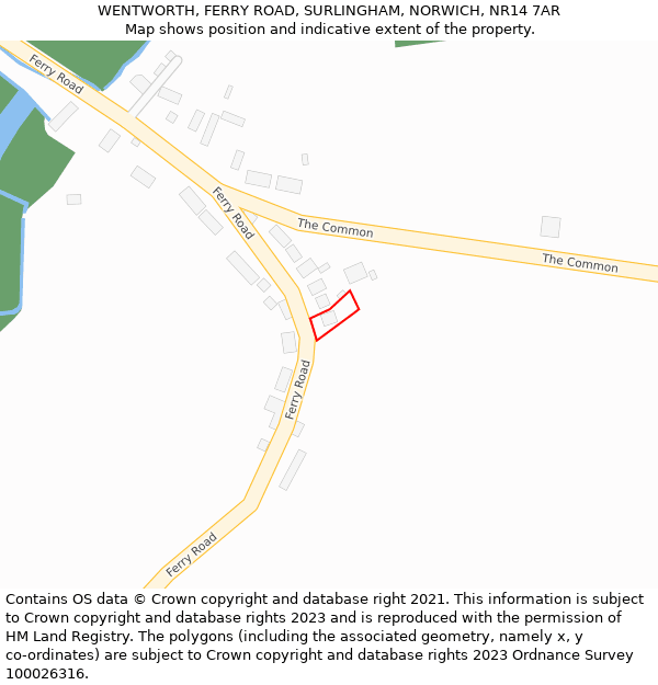 WENTWORTH, FERRY ROAD, SURLINGHAM, NORWICH, NR14 7AR: Location map and indicative extent of plot