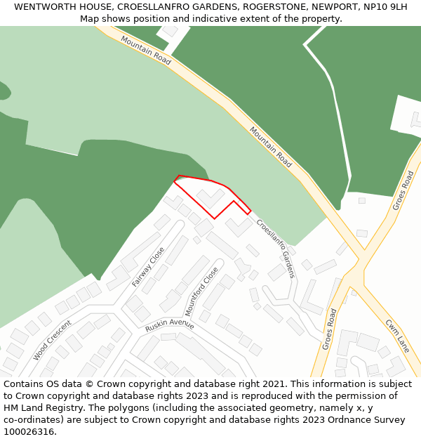 WENTWORTH HOUSE, CROESLLANFRO GARDENS, ROGERSTONE, NEWPORT, NP10 9LH: Location map and indicative extent of plot