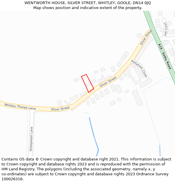 WENTWORTH HOUSE, SILVER STREET, WHITLEY, GOOLE, DN14 0JQ: Location map and indicative extent of plot