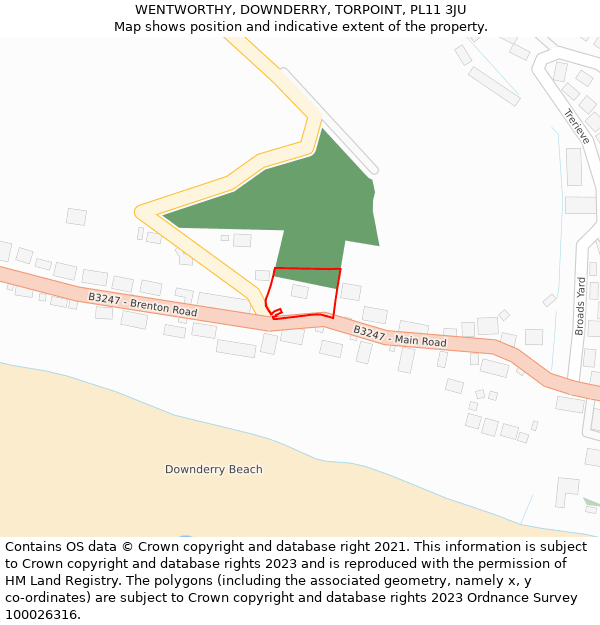 WENTWORTHY, DOWNDERRY, TORPOINT, PL11 3JU: Location map and indicative extent of plot