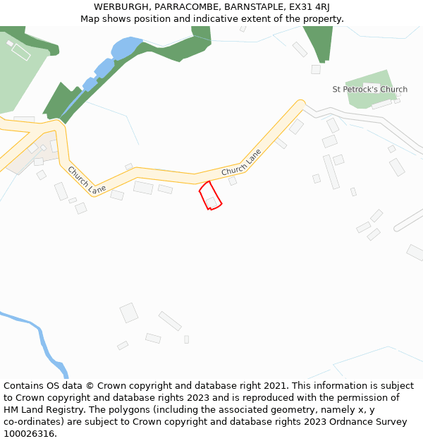 WERBURGH, PARRACOMBE, BARNSTAPLE, EX31 4RJ: Location map and indicative extent of plot