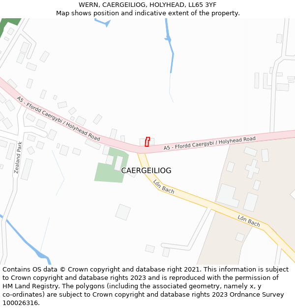 WERN, CAERGEILIOG, HOLYHEAD, LL65 3YF: Location map and indicative extent of plot