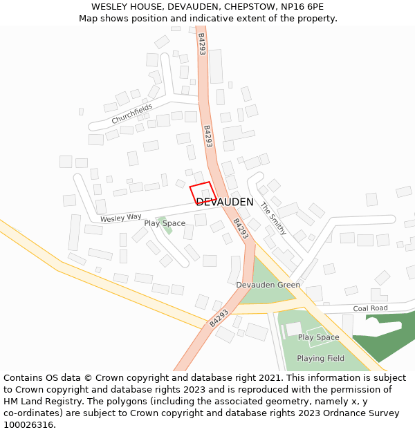 WESLEY HOUSE, DEVAUDEN, CHEPSTOW, NP16 6PE: Location map and indicative extent of plot