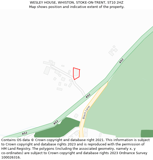 WESLEY HOUSE, WHISTON, STOKE-ON-TRENT, ST10 2HZ: Location map and indicative extent of plot