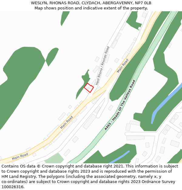 WESLYN, RHONAS ROAD, CLYDACH, ABERGAVENNY, NP7 0LB: Location map and indicative extent of plot