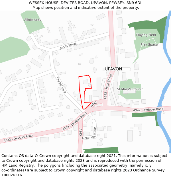 WESSEX HOUSE, DEVIZES ROAD, UPAVON, PEWSEY, SN9 6DL: Location map and indicative extent of plot