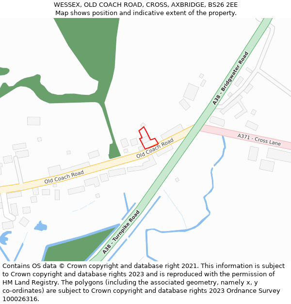 WESSEX, OLD COACH ROAD, CROSS, AXBRIDGE, BS26 2EE: Location map and indicative extent of plot