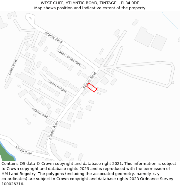 WEST CLIFF, ATLANTIC ROAD, TINTAGEL, PL34 0DE: Location map and indicative extent of plot