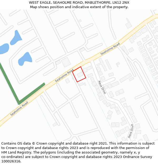 WEST EAGLE, SEAHOLME ROAD, MABLETHORPE, LN12 2NX: Location map and indicative extent of plot