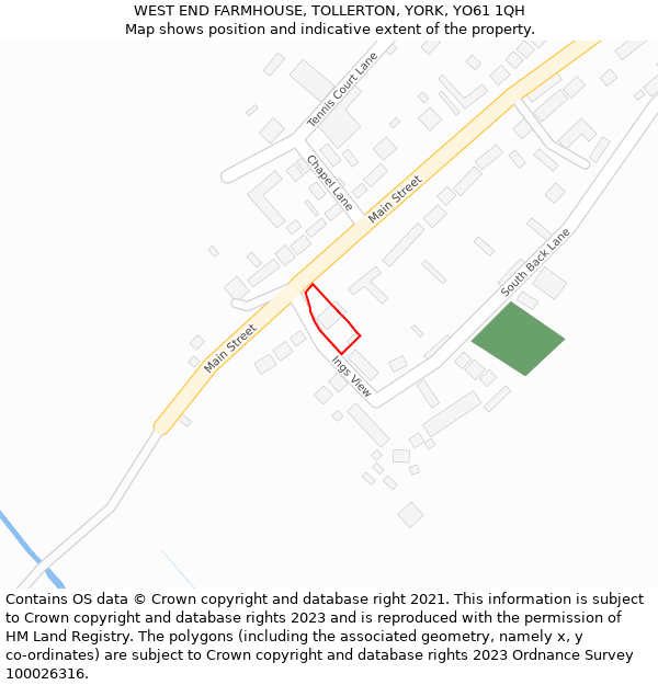 WEST END FARMHOUSE, TOLLERTON, YORK, YO61 1QH: Location map and indicative extent of plot