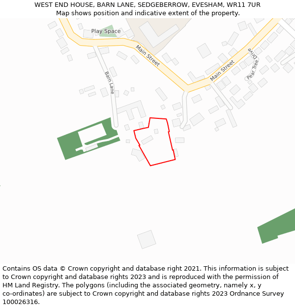 WEST END HOUSE, BARN LANE, SEDGEBERROW, EVESHAM, WR11 7UR: Location map and indicative extent of plot