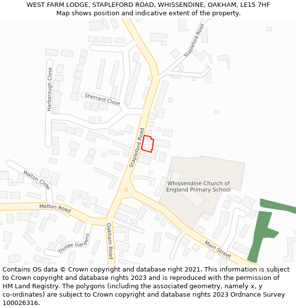 WEST FARM LODGE, STAPLEFORD ROAD, WHISSENDINE, OAKHAM, LE15 7HF: Location map and indicative extent of plot