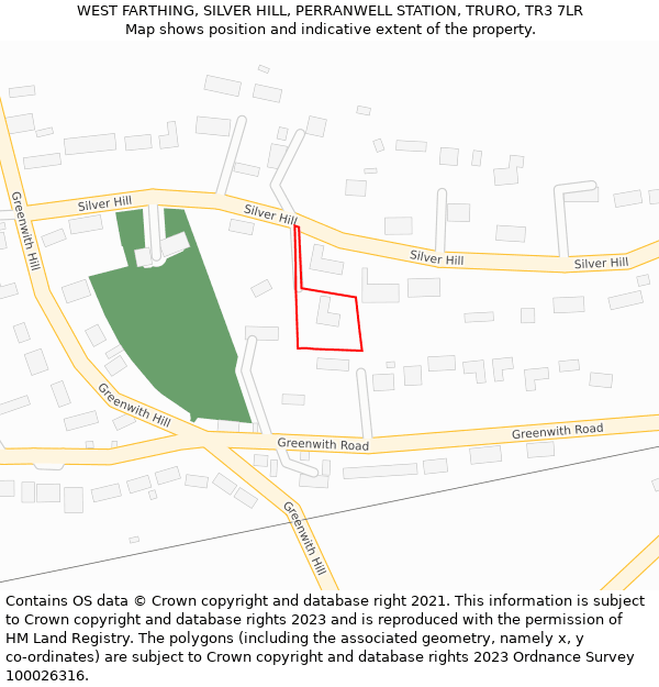 WEST FARTHING, SILVER HILL, PERRANWELL STATION, TRURO, TR3 7LR: Location map and indicative extent of plot