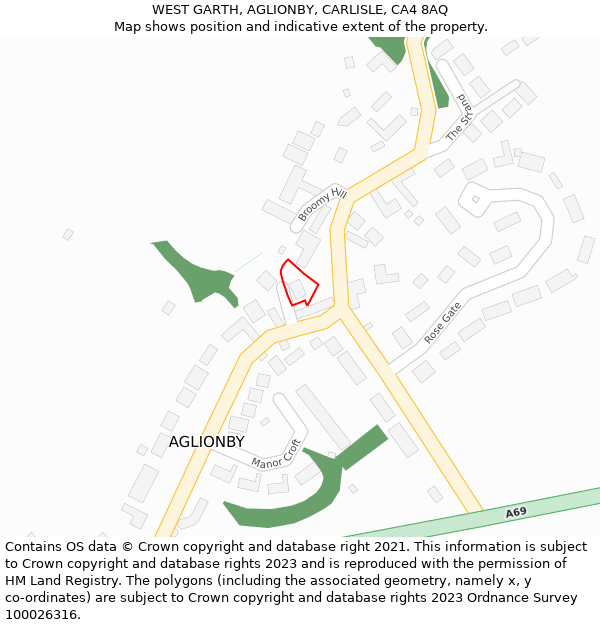 WEST GARTH, AGLIONBY, CARLISLE, CA4 8AQ: Location map and indicative extent of plot