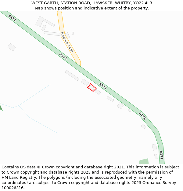 WEST GARTH, STATION ROAD, HAWSKER, WHITBY, YO22 4LB: Location map and indicative extent of plot