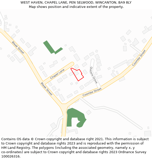 WEST HAVEN, CHAPEL LANE, PEN SELWOOD, WINCANTON, BA9 8LY: Location map and indicative extent of plot