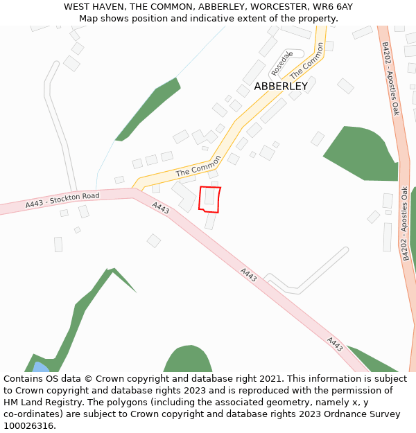 WEST HAVEN, THE COMMON, ABBERLEY, WORCESTER, WR6 6AY: Location map and indicative extent of plot