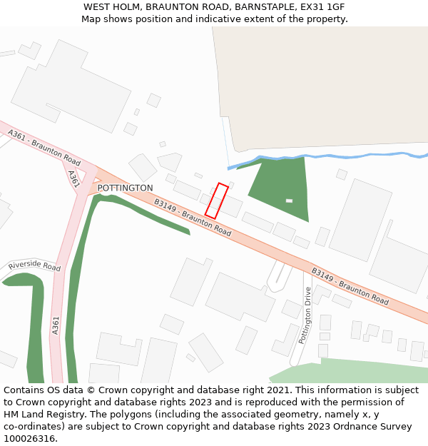 WEST HOLM, BRAUNTON ROAD, BARNSTAPLE, EX31 1GF: Location map and indicative extent of plot