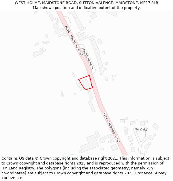 WEST HOLME, MAIDSTONE ROAD, SUTTON VALENCE, MAIDSTONE, ME17 3LR: Location map and indicative extent of plot