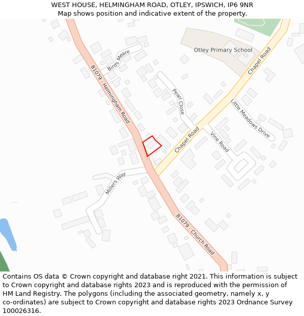 WEST HOUSE, HELMINGHAM ROAD, OTLEY, IPSWICH, IP6 9NR: Location map and indicative extent of plot