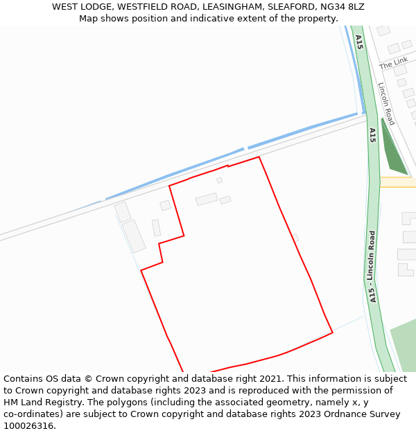 WEST LODGE, WESTFIELD ROAD, LEASINGHAM, SLEAFORD, NG34 8LZ: Location map and indicative extent of plot