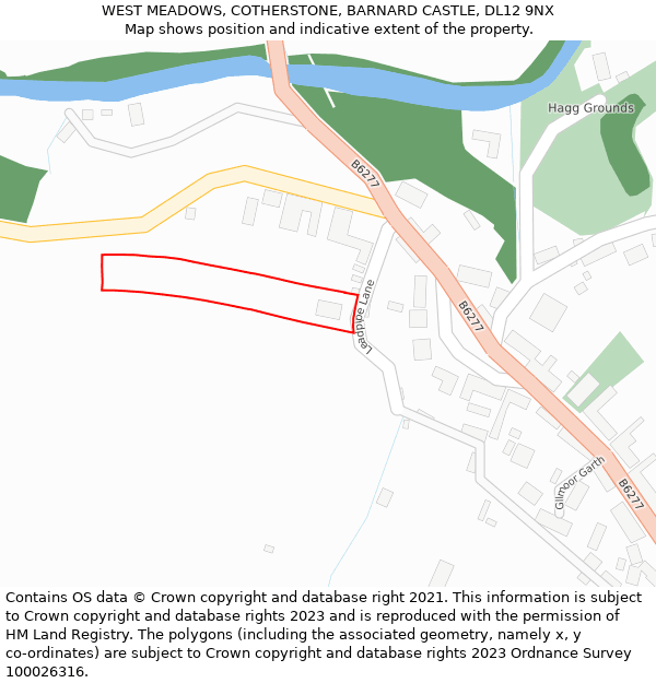 WEST MEADOWS, COTHERSTONE, BARNARD CASTLE, DL12 9NX: Location map and indicative extent of plot