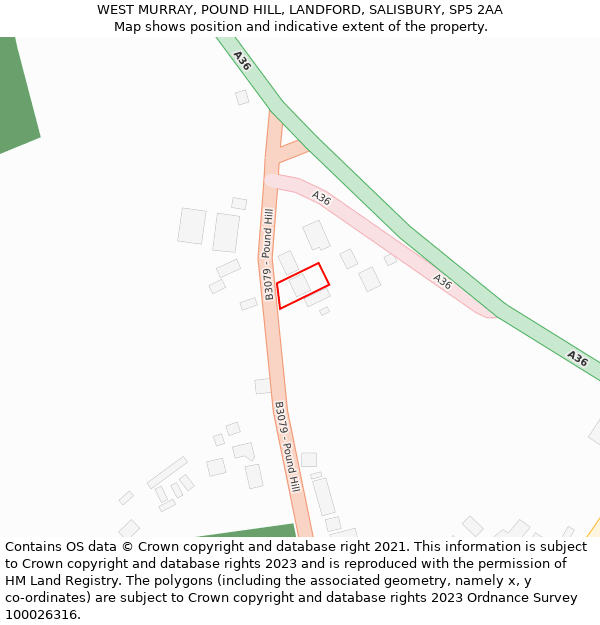 WEST MURRAY, POUND HILL, LANDFORD, SALISBURY, SP5 2AA: Location map and indicative extent of plot