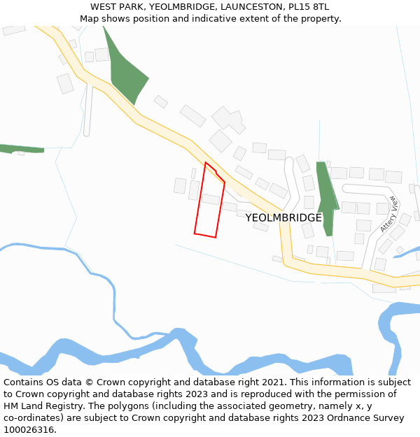 WEST PARK, YEOLMBRIDGE, LAUNCESTON, PL15 8TL: Location map and indicative extent of plot