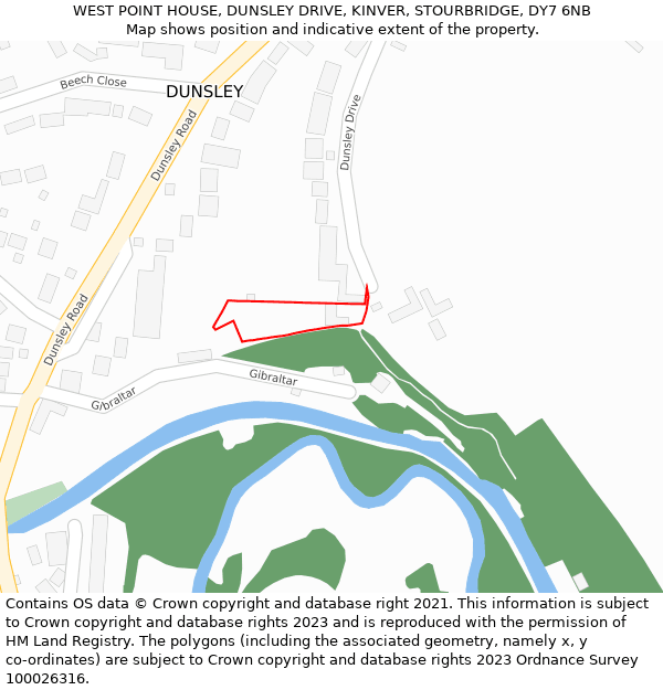 WEST POINT HOUSE, DUNSLEY DRIVE, KINVER, STOURBRIDGE, DY7 6NB: Location map and indicative extent of plot