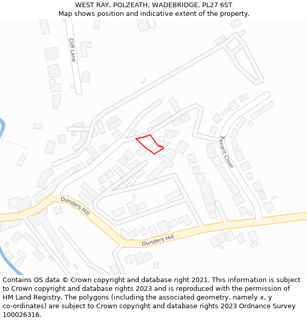 WEST RAY, POLZEATH, WADEBRIDGE, PL27 6ST: Location map and indicative extent of plot