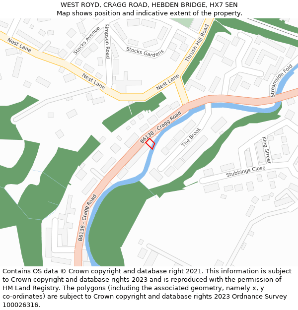 WEST ROYD, CRAGG ROAD, HEBDEN BRIDGE, HX7 5EN: Location map and indicative extent of plot