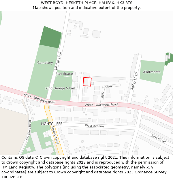 WEST ROYD, HESKETH PLACE, HALIFAX, HX3 8TS: Location map and indicative extent of plot