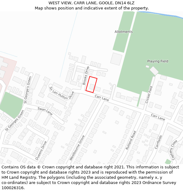 WEST VIEW, CARR LANE, GOOLE, DN14 6LZ: Location map and indicative extent of plot