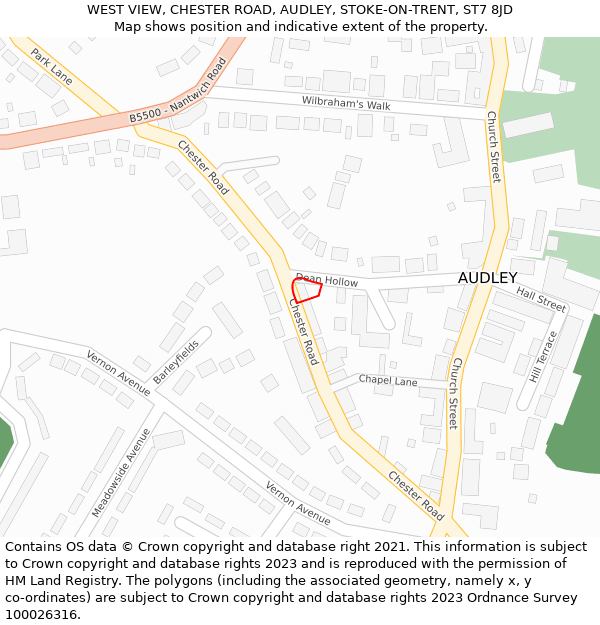 WEST VIEW, CHESTER ROAD, AUDLEY, STOKE-ON-TRENT, ST7 8JD: Location map and indicative extent of plot