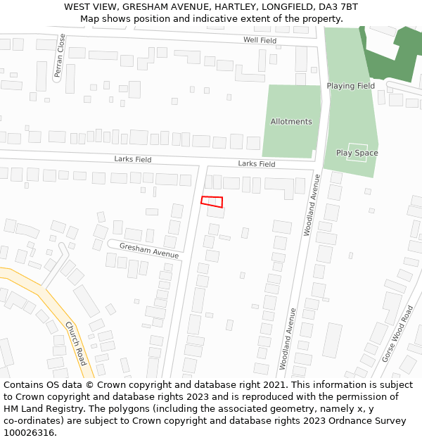 WEST VIEW, GRESHAM AVENUE, HARTLEY, LONGFIELD, DA3 7BT: Location map and indicative extent of plot
