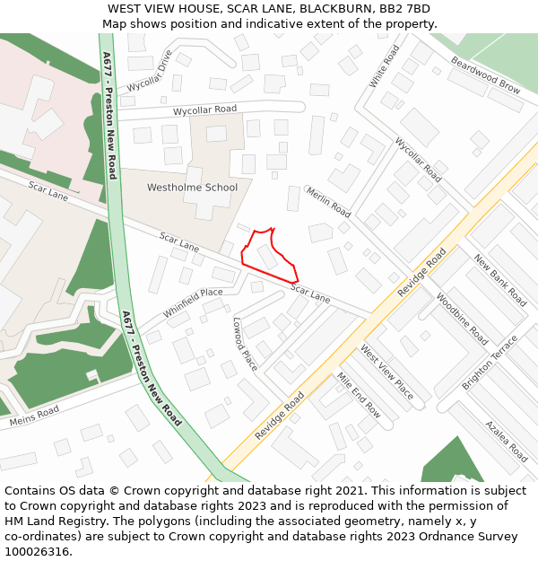WEST VIEW HOUSE, SCAR LANE, BLACKBURN, BB2 7BD: Location map and indicative extent of plot