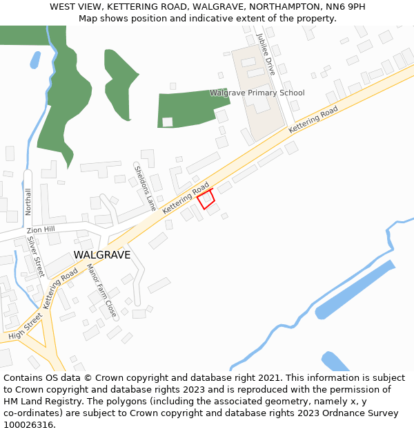 WEST VIEW, KETTERING ROAD, WALGRAVE, NORTHAMPTON, NN6 9PH: Location map and indicative extent of plot