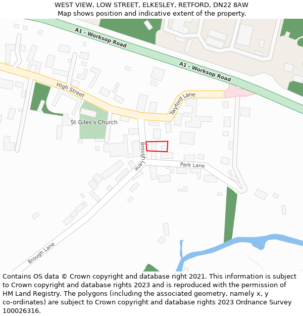 WEST VIEW, LOW STREET, ELKESLEY, RETFORD, DN22 8AW: Location map and indicative extent of plot