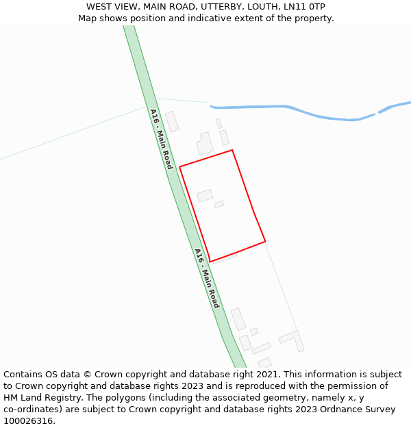 WEST VIEW, MAIN ROAD, UTTERBY, LOUTH, LN11 0TP: Location map and indicative extent of plot