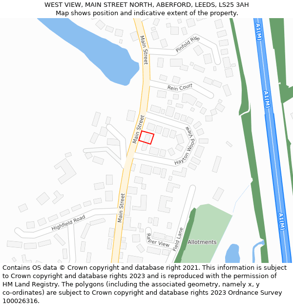 WEST VIEW, MAIN STREET NORTH, ABERFORD, LEEDS, LS25 3AH: Location map and indicative extent of plot